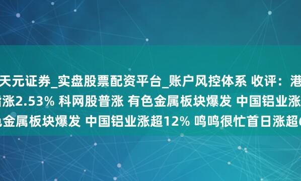 天元证券_实盘股票配资平台_账户风控体系 收评：港股恒指涨2.58% 科指涨2.53% 科网股普涨 有色金属板块爆发 中国铝业涨超12% 鸣鸣很忙首日涨超69%